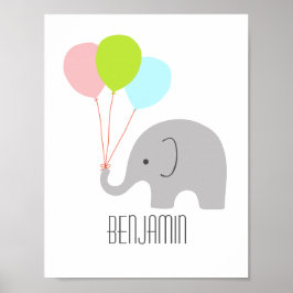 Póster Poster de Elephant Baby Nursery personalizado