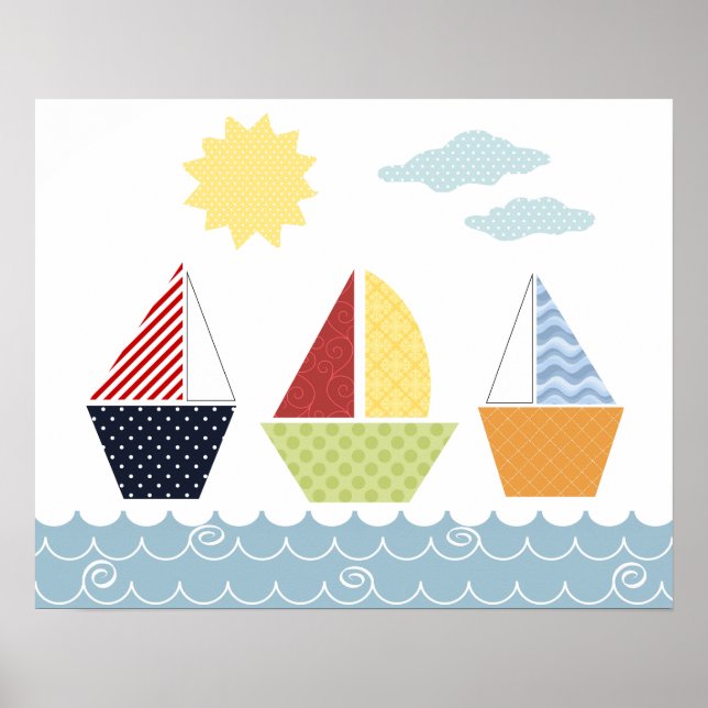 Póster Poster de embarcaciones de vela para niños (Frente)