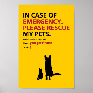 Póster Poster de emergencia (perro y gato)