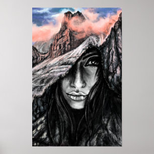 Póster Poster de emoción de la mujer y la naturaleza Impr