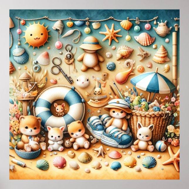 Póster Poster de enfermería de Boho Wall Pinned Beach (Frente)