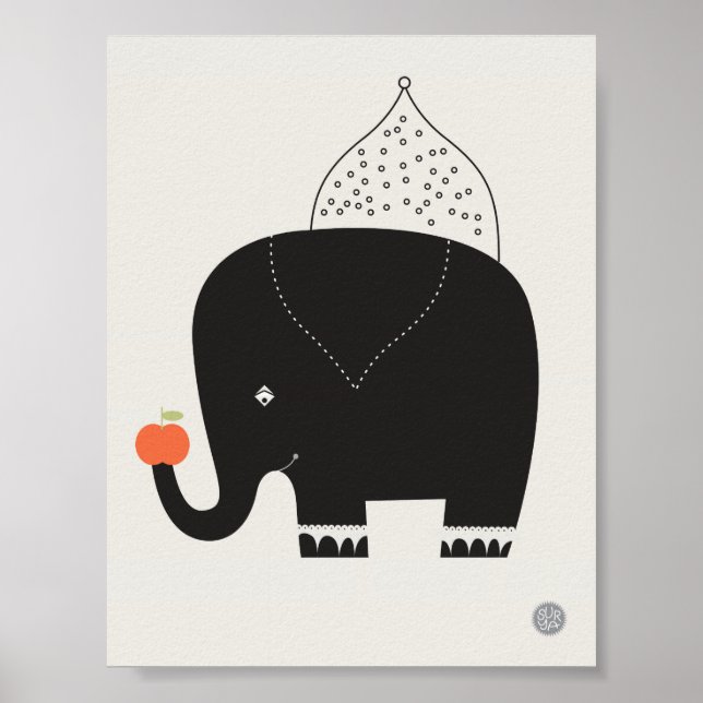 Póster Poster de enfermería elefante moderno - 11" x 8,5" (Frente)