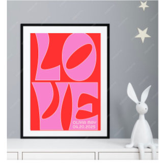 Póster Poster de enfermería personalizada de amor rojo y 