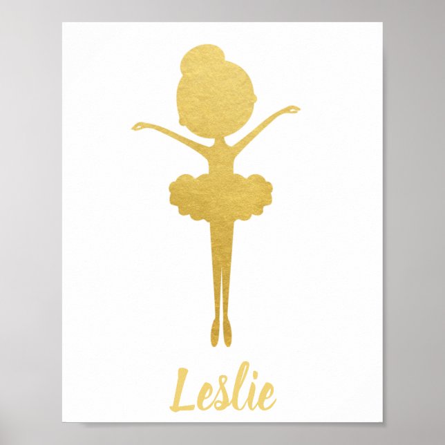 Póster Poster de enfermería personalizada Gold Ballerina (Frente)