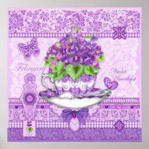 Póster Poster de Enseñanza Febrero de la Flor de Nacimien