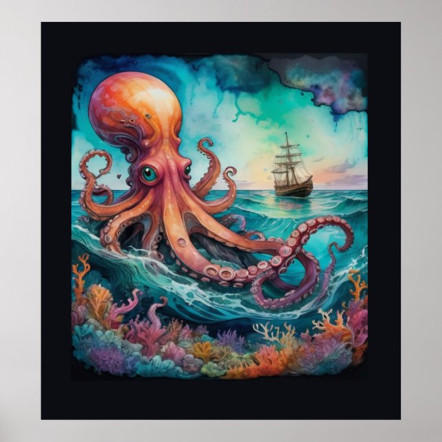 Póster Poster de envío Octopus (Frente)