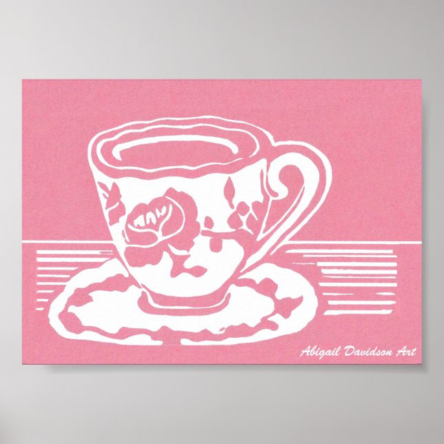 Póster Poster de equipo Rosa, 7" x 5" (Frente)