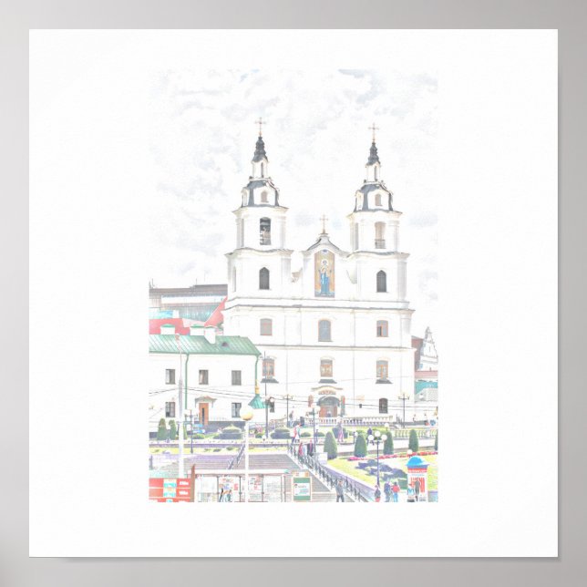 Póster Poster de esbozo de arquitectura con estilo Minsk  (Frente)