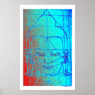 Póster Poster de esbozo de la cabeza de Buda