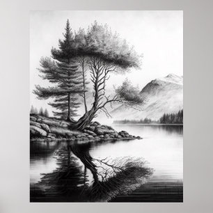 Póster Poster de esbozo de reflexión de la naturaleza