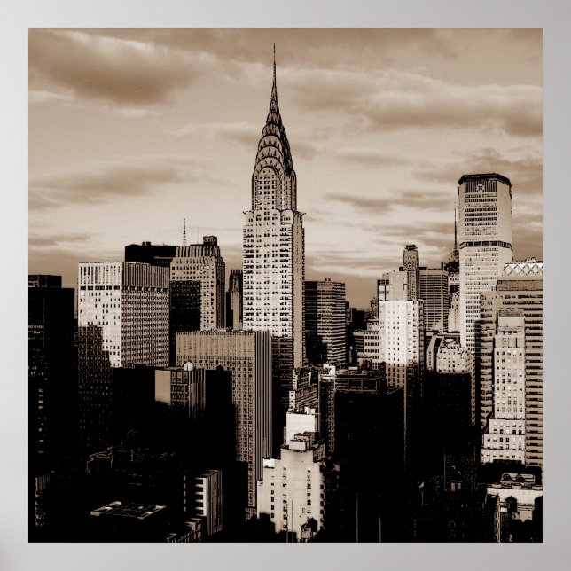 Póster Poster de esbozo único de lápiz de Nueva York (Frente)