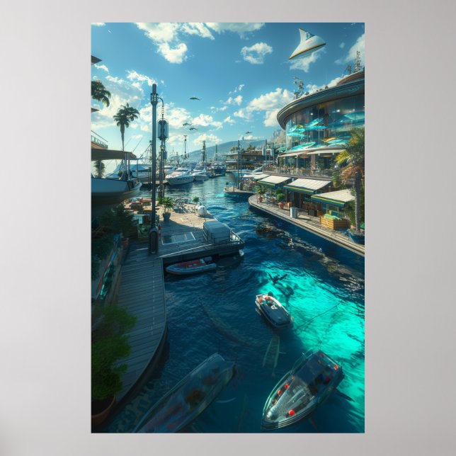 Póster Poster de escena de cine moderno de la ciudad cost (Frente)