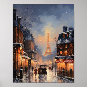 Póster Poster de escena invernal de Paris Street