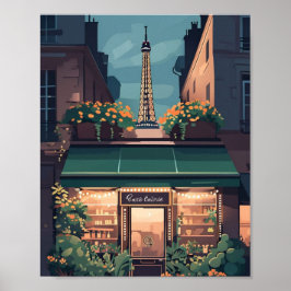 Póster Poster de escenas de café de París - encantador ve