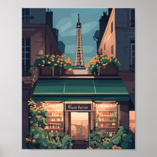 Póster Poster de escenas de café de París - encantador ve