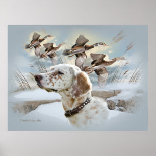 Póster Poster de escenas de invierno en el estilo inglés