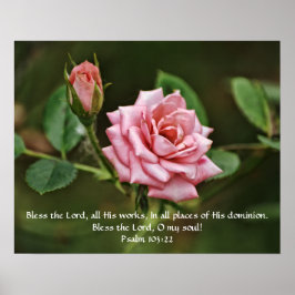 Póster Poster de Escritura de Biblia de Bendición Rosa