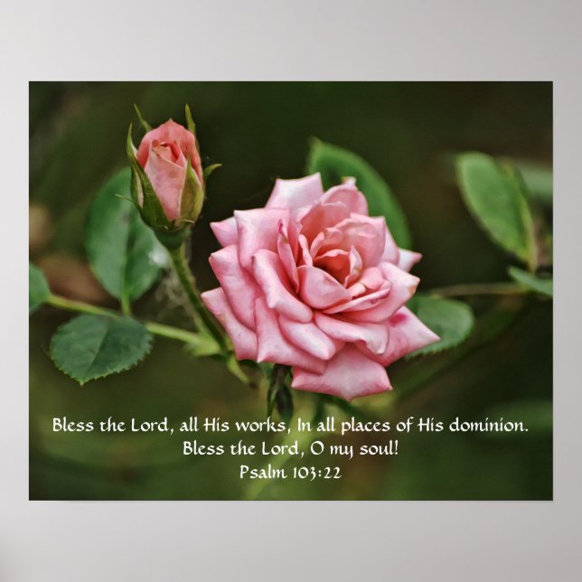 Póster Poster de Escritura de Biblia de Bendición Rosa (Frente)