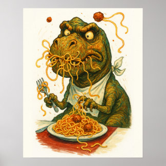 Póster Poster de espagueti de comida T-Rex