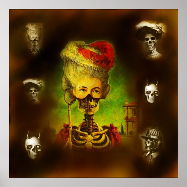 Póster Poster de Esqueletos de Horror Gótico (Frente)