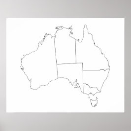 Póster Poster de esquema de mapa de Australia