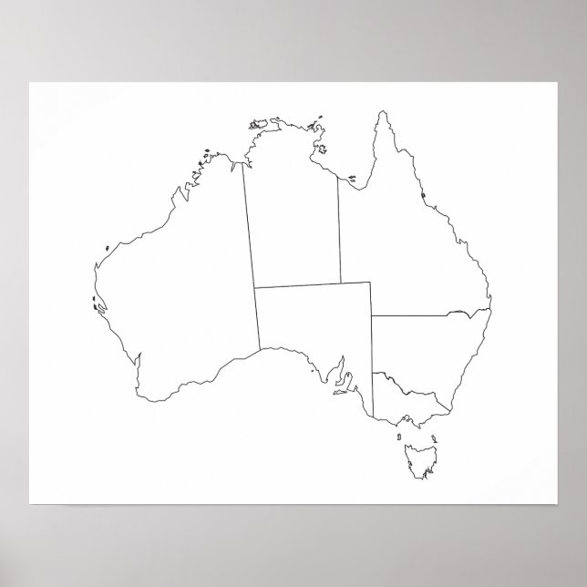 Póster Poster de esquema de mapa de Australia (Frente)