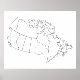 Póster Poster de esquema de mapa de Canadá