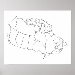 Póster Poster de esquema de mapa de Canadá