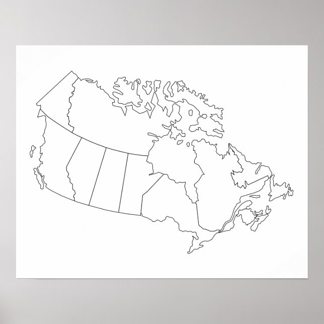 Póster Poster de esquema de mapa de Canadá (Frente)