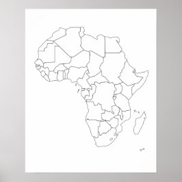 Póster Poster de esquema del mapa de África