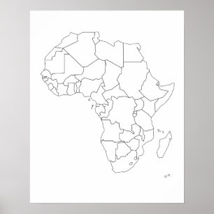 Póster Poster de esquema del mapa de África