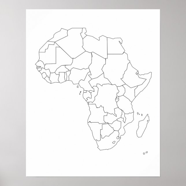 Póster Poster de esquema del mapa de África (Frente)