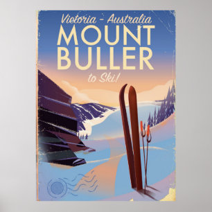 Póster Poster de esquí antiguo Mount Buller Australia