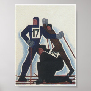 Póster Poster de esquí Art Déco