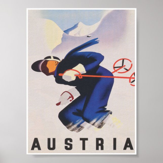 Póster Poster de esquí Austria Vintage (Frente)