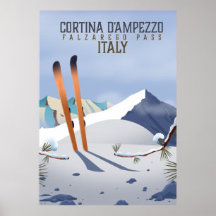 Póster Poster de esquí Cortina d'Ampezzo Italia Imprimir