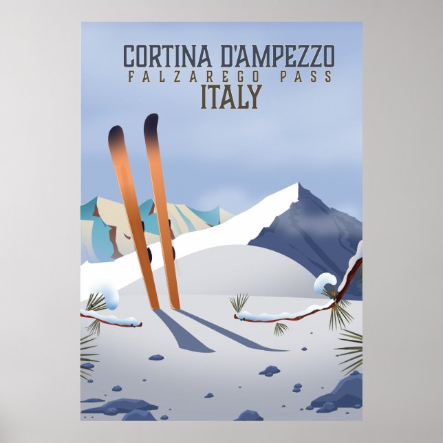 Póster Poster de esquí Cortina d'Ampezzo Italia Imprimir (Frente)
