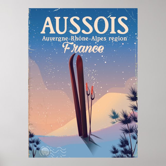Póster Poster de esquí de Aussois Auvergne-Rhône-Alpes Fr (Frente)
