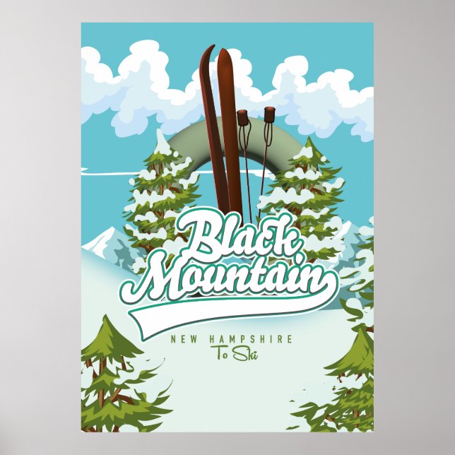 Póster Poster de esquí de Black Mountain New Hampshire (Frente)