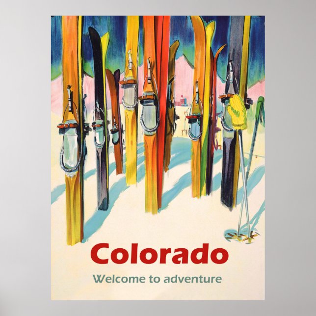 Póster Poster de esquí de Colorado (Frente)