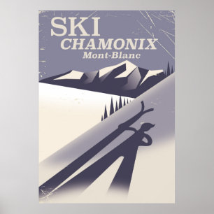 Póster Poster de esquí de cosecha Chamonix-Mont-Blanc
