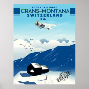 Póster poster de esquí de crans montana
