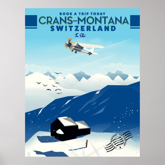 Póster poster de esquí de crans montana (Frente)