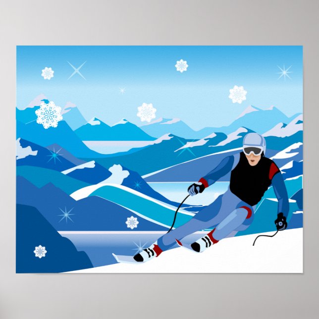 Póster Poster de esquí de descenso (Frente)