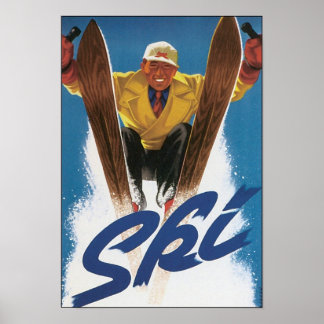 Póster Poster de esquí de época