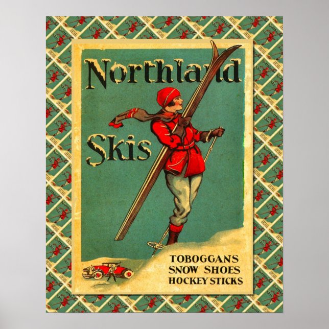 Póster Poster de esquí de época, equipo de esquí Neuchate (Frente)
