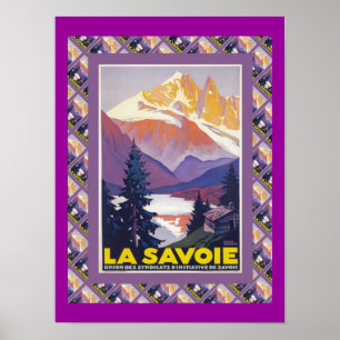 Póster Poster de esquí de época, Francia, La Saboya