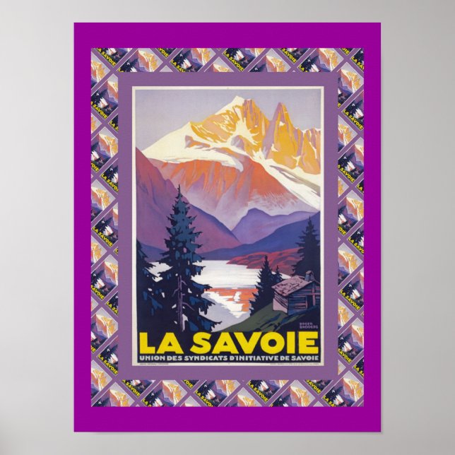 Póster Poster de esquí de época, Francia, La Saboya (Frente)