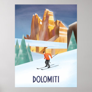 Póster Poster de esquí de época Trentino Alto Adige
