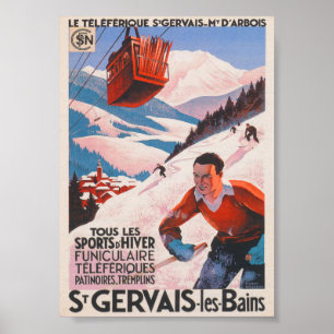 Póster Poster de esquí de France Vintage